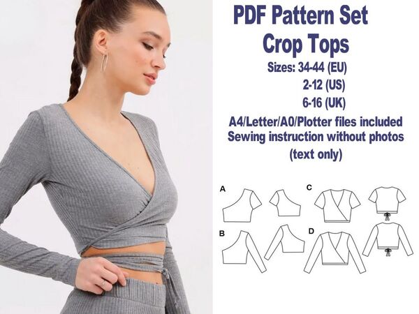 Crop Top Sewing Pattern Sewing Patterns Patterns PDF Crop Top Pattern