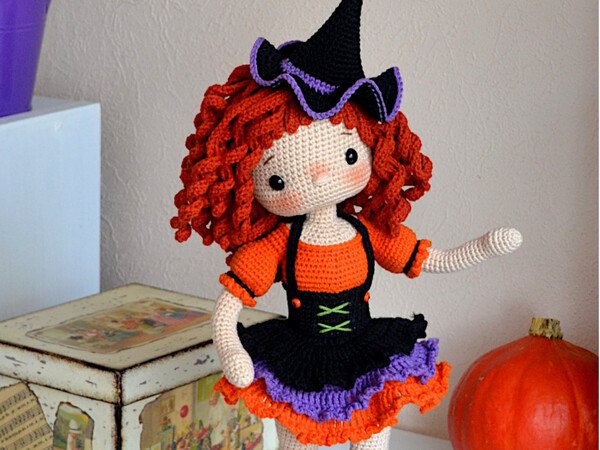 Häkelanleitung für Amigurumi-Puppe, Häkelspielzeug, Halloween-Hexe Lizzy