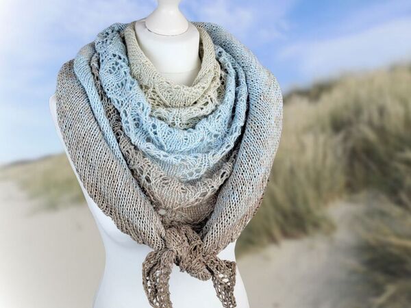 Strickanleitung Halbrundschal Walk on the beach