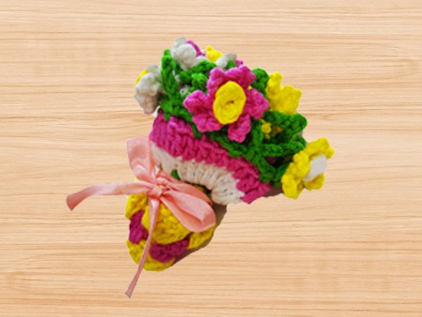 Häkelanleitung für Gehäkelter Blumenstrauß-Untersetzer: