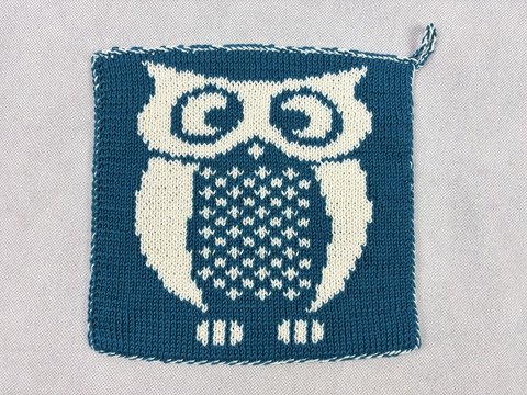 Potholder Owl Eugen – Double Knitting Instructions
